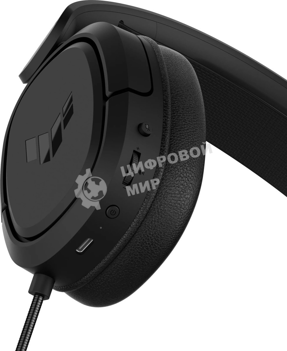Игровые наушники ASUS TUF Gaming H1 WL черные (2.4 ГГц, 7.1 виртуально, 40мм, неодимовые магниты, 32 Ом, 20~20000 Гц, микрофон, USB-C, PC, Mac, PS4, Nintendo Switch, Xbox One, 90YH0391-B3UA00)