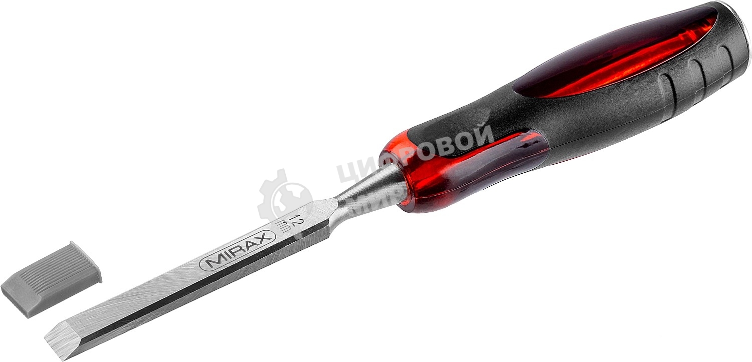 Стамеска MIRAX 1810-12 с двухкомпонентной прозрачной рукояткой, 12мм