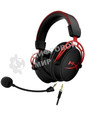 Гарнитура HyperX Cloud Alpha чёрный-красный, проводная, 2 x 3.5 мм, съёмный микрофон с шумоподавлением, регулятор громкости на кабеле