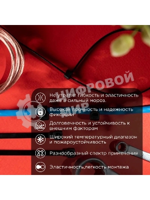 Стяжка нейлоновая морозостойкая Rexant 300x4,8 мм, черная (100 шт/уп)