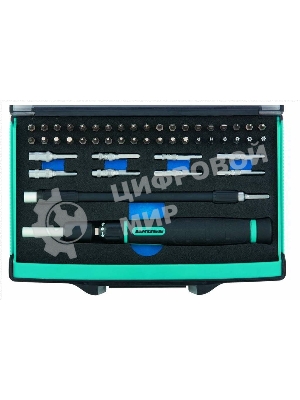 Отвертка Gross 11599 с набором бит и торцевых головок для точных работ гибкий привод. 48 штук crmo