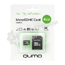 Флеш карта QUMO QM4GMICSDHC4 4Gb MicroSDHC Class 4, SD adapter