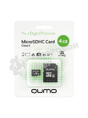 Флеш карта QUMO QM4GMICSDHC4 4Gb MicroSDHC Class 4, SD adapter
