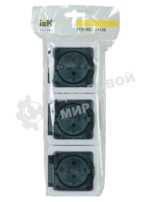 Розетка силовая IEK ERMP32-K03-16-54-EC РСб23-3-ГПБд роз 3м с з/к о/у IP54 (дымчатый) ГЕРМЕС PLUS