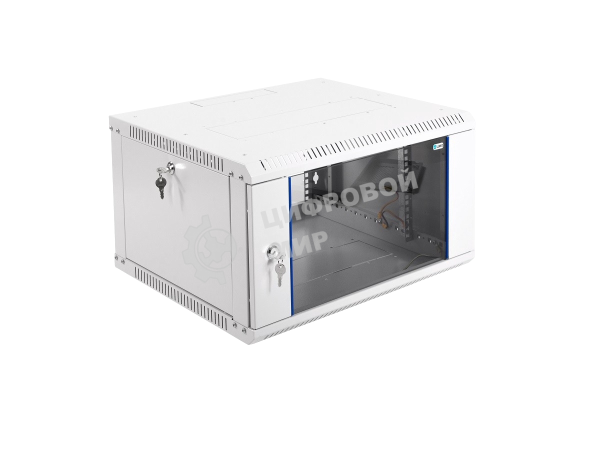 Шкаф телеком. настенный разборный 6U (600х520) дверь стекло, черный (ШРН-Э-6.500-9005)