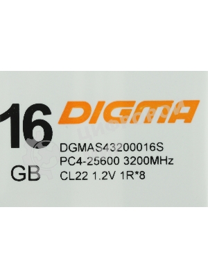 Оперативная память Digma DDR4 16GB 3200MHz DGMAS43200016S RTL PC4-25600 CL22 SO-DIMM 260-pin 1.2В single rank