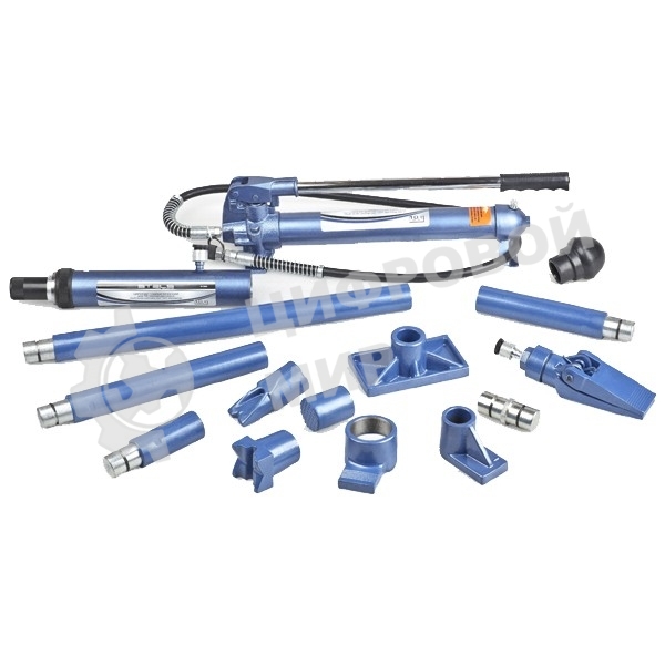 Растяжка гидравлическая Stels 51356 10 т, 17 предметов, 7 сменных насадок, в пласт. кейсе на колесах