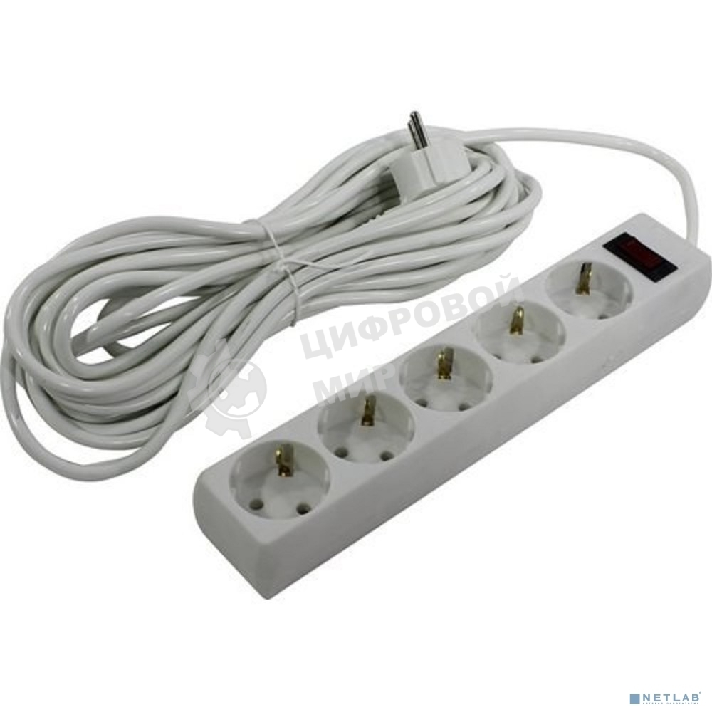 Сетевой фильтр ExeGate EX279182RUS SP-5-10W (5 розеток, 10 м, евровилка, белый)