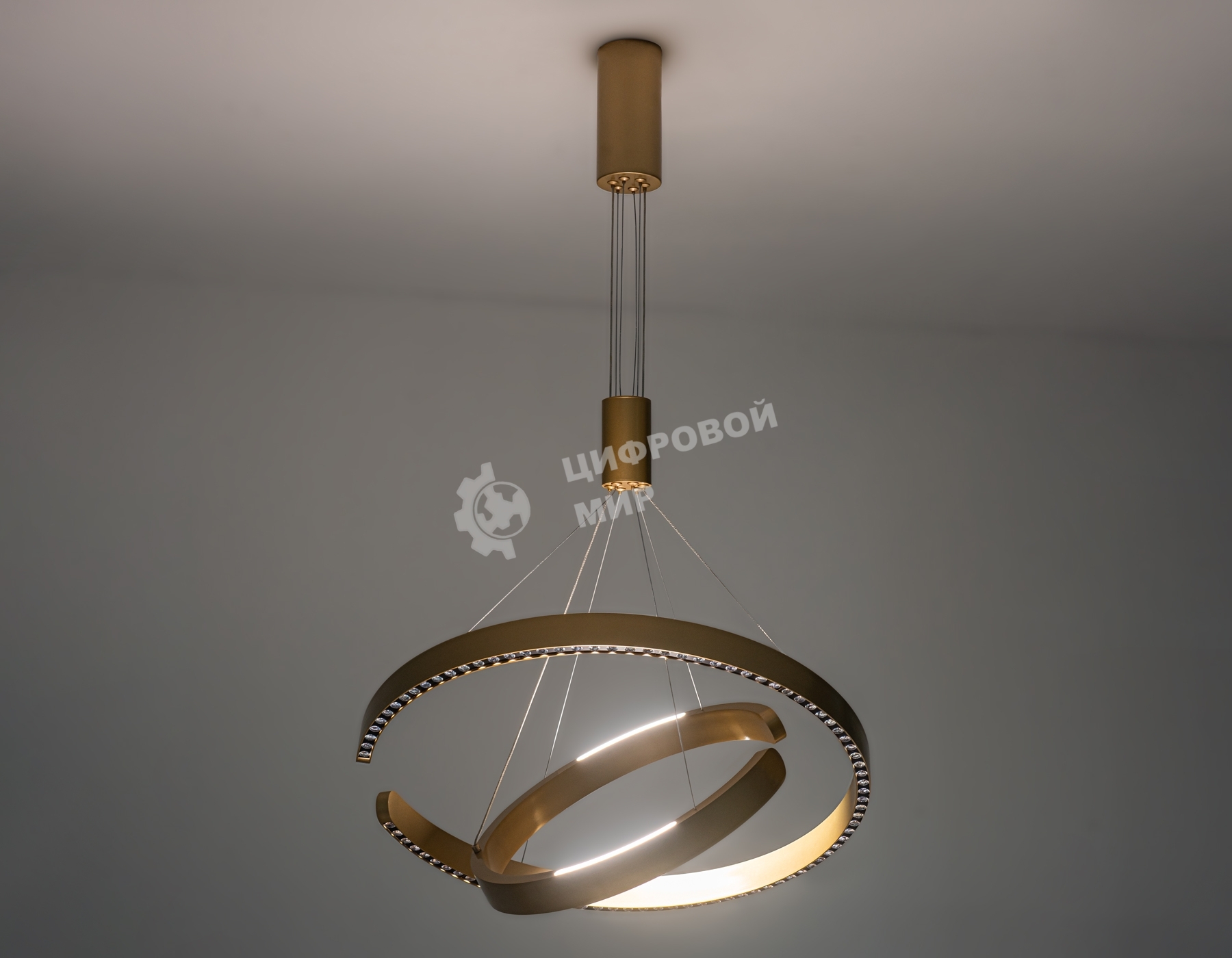 Подвесной светодиодный светильник Ambrella light FL5885/2 GD золото 45W 3000K/4200K/6400K D600/400*1200 (без ПДУ)