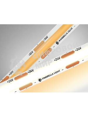 Светодиодная лента Ambrella light GS4701 COB 480Led/ 12W m/ 24V IP20 3000K/ 5000*8*1.54mm (2 конт.)