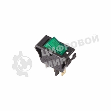 Выключатель клавишный Rexant 250V 15А (3с) ON-OFF зеленый с подсветкой