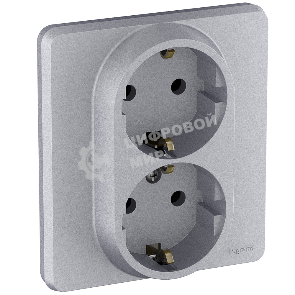 Розетка 2 x 2К+З немецкий стандарт 16А 250 В алюминий