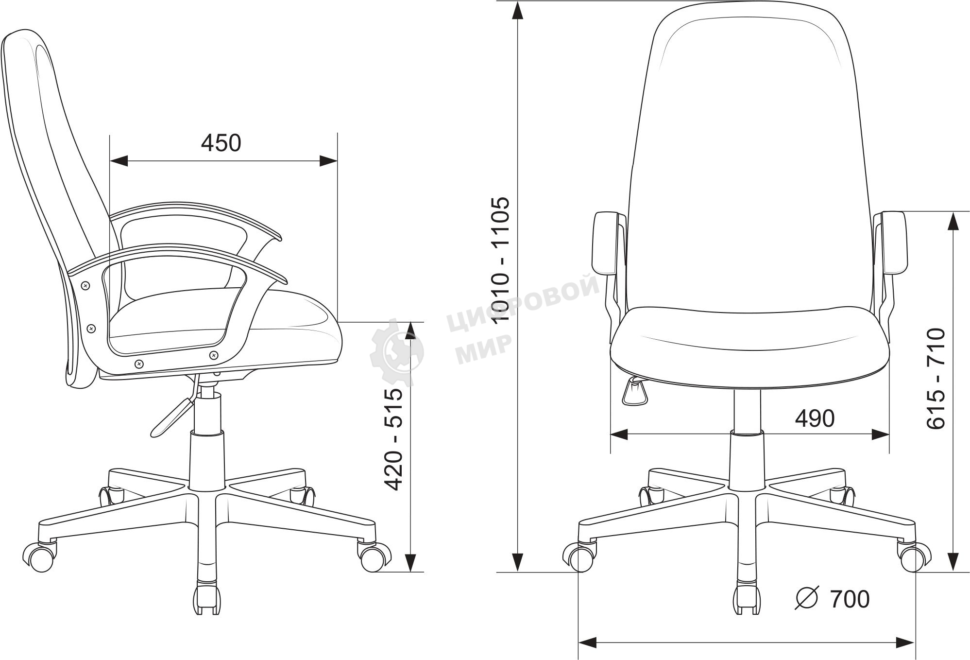 Кресло руководителя Бюрократ CH-808LT/#G серый 3C1 НА ПИАСТРЕ