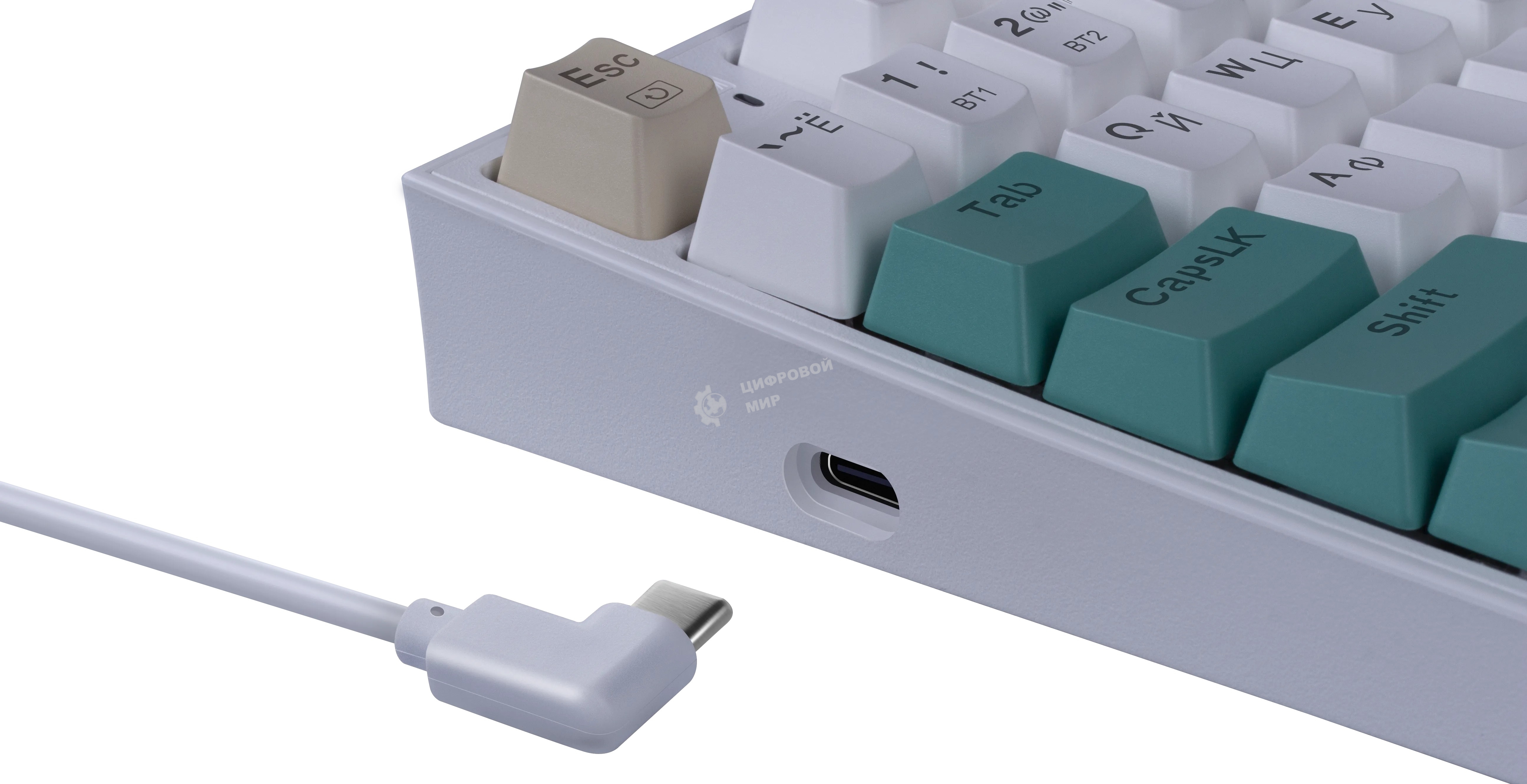 Клавиатура беспроводная Defender REDRAGON VEIGAR USB, Bluetooth/Радиоканал, бело-голубая