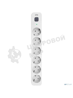 Сетевой фильтр Powercom SP-06W 3,0 м 3.0 м, 6 розеток, белый/серый, коробка