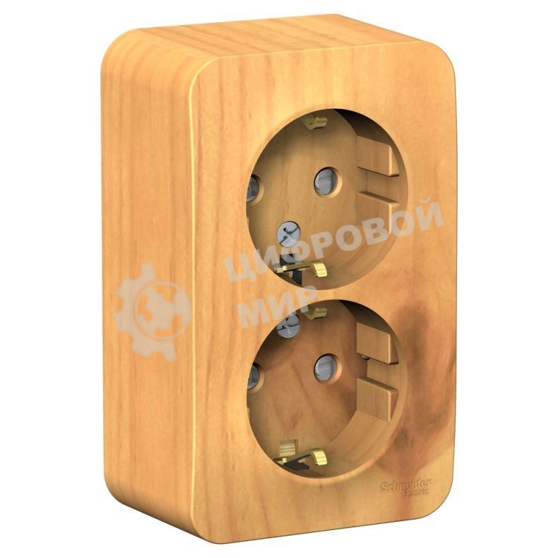 Розетка 2-м ОП Blanca 16А IP20 250 В с заземл. защ. шторки с изолир. пластиной ясень SchE BLNRA011215