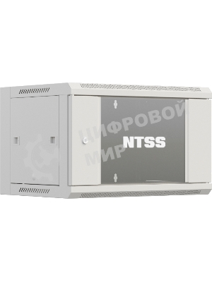 Шкаф коммутационный NTSS Премиум (NTSS-W6U6060GS-2) настенный 6U 600x600мм пер.дв.стекл 60кг серый IP20 сталь