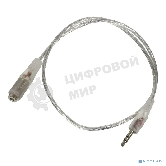Кабель-удлинитель аудио Buro Jack/Plug 3.5мм (f) 1м. прозрачный