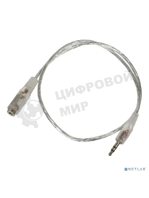 Кабель-удлинитель аудио Buro Jack/Plug 3.5мм (f) 1м. прозрачный