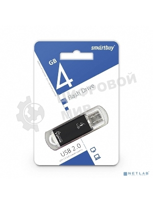 Флешка USB Smartbuy V-Cut black (SB4GbVC-K), 4Gb, USB 2.0, R/W 25/15, черный