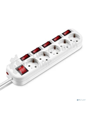 Сетевой фильтр Buro 500SH-3-SW-W 3 м, 5 розеток, белый, коробка