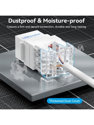 Модуль Vention Keystone Jack Cat.6 неэкранированный 180 градусов белый