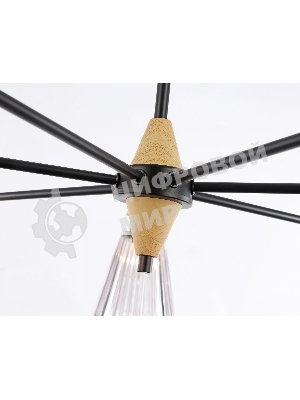 Люстра Ambrella light LH58116/7 BK/LW/SM черный/светлое дерево/дымчатый E14*7 max 40W D750*390