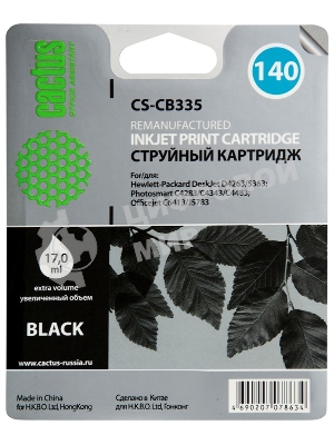 Картридж струйный Cactus CS-CB335 №140 черный (17 мл.) для HP DeskJet D4263/D4363; OfficeJet J5783/J6413