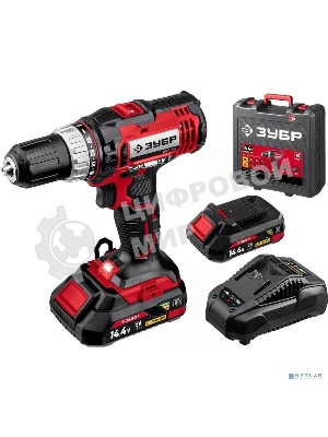 Дрель-шуруповерт Зубр ДШЛ-145-22, 14,4 В, 2 Ач, 35 Нм, щеточный