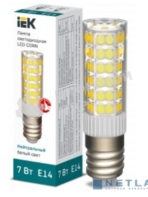 Лампа светодиодная IEK LLE-CORN-7-230-40-E14 CORN 7Вт капсула 4000К E14 230В керамика
