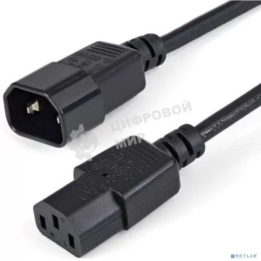 Кабель питания Filum FL-PC10-C13-C14-1.2M С13- C14, 3х0.75мм, 220В, 10A, черный, 1.2 м. [FL-PC10-C13-C14-1.2M]