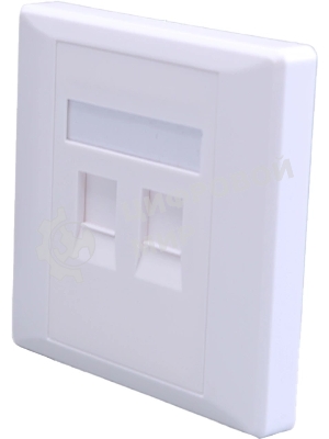 Панель Suprlan 10-0334-1, лицевая со шторкой 80x80, 2xKeystone ABS пластик, белый