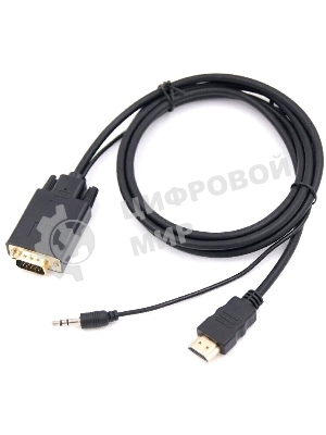 Кабель-переходник аудио-видео Premier 5-983AU HDMI (m)/VGA (m) 1.8м. черный (5-983AU 1.8)