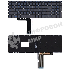 Клавиатура для ноутбука Lenovo IdeaPad L340-15 серая с голубой подсветкой