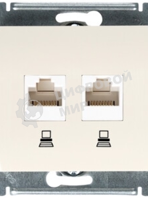 Механизм розетки комп. 2-м Glossa RJ45+RJ45 кат. 5е беж. SchE GSL000285KK