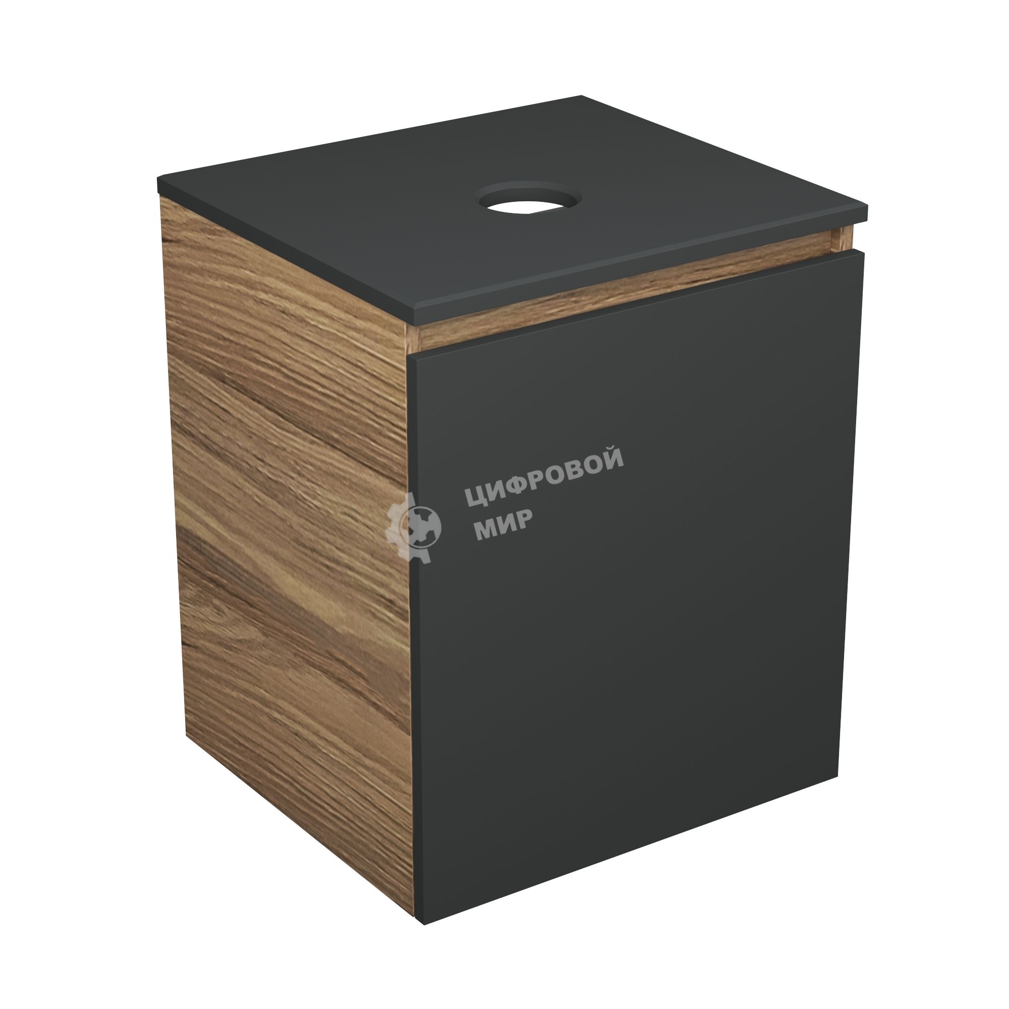 Тумба Bau Dream Blackwood 50 графит, раковина BAU Hotel 51х39, мрамор