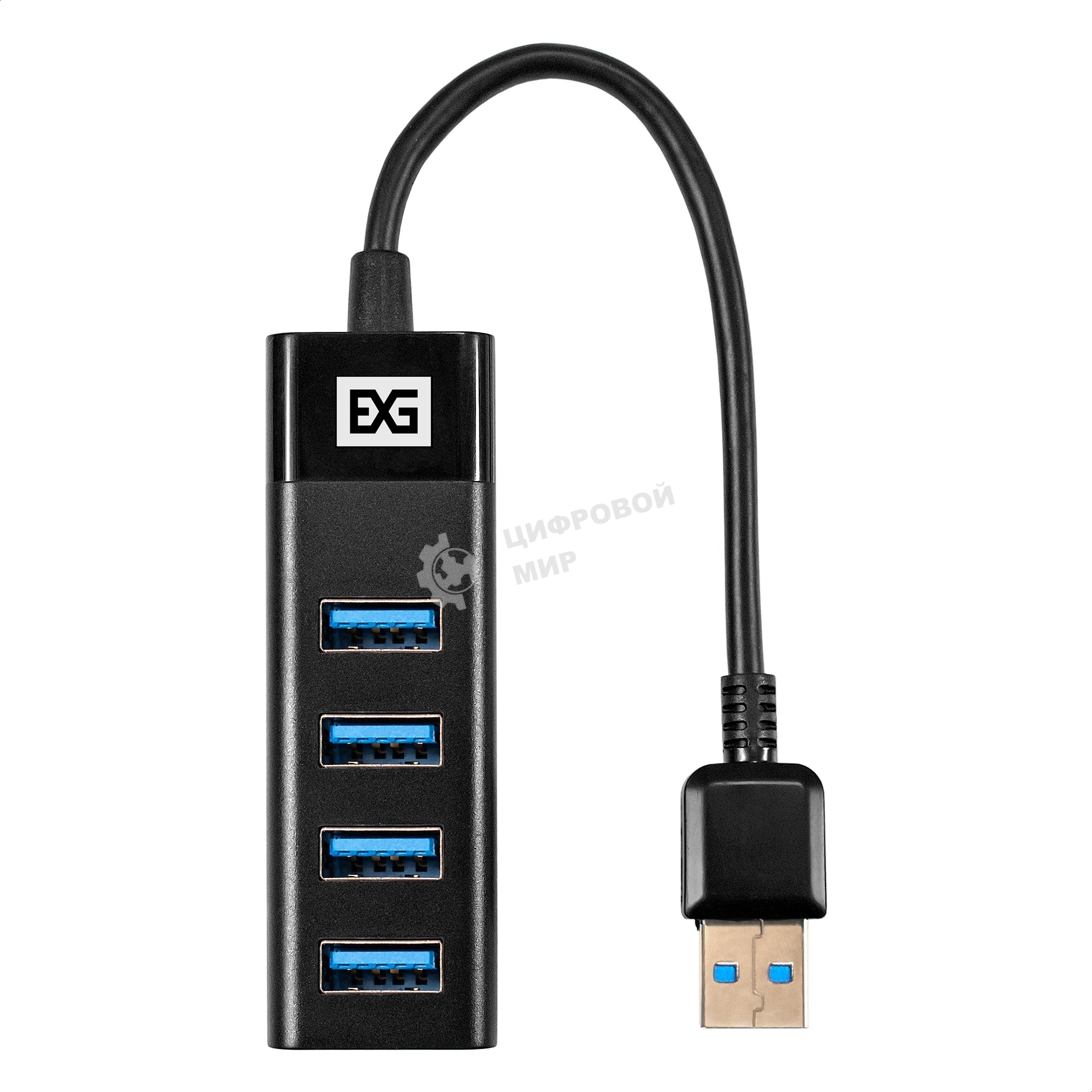 USB-концентратор 4-в-1 ExeGate DUB-4TP (кабель-адаптер USB3.0 --> 4xUSB3.0, Plug&Play, черный)