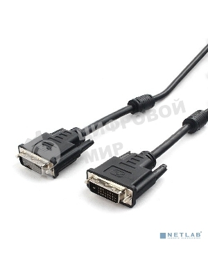 Кабель DVI-D dual link Cablexpert CC-DVI2L-BK-6, 25M/25M, 1.8м, CCS, черный, экран, феррит.кольца, пакет