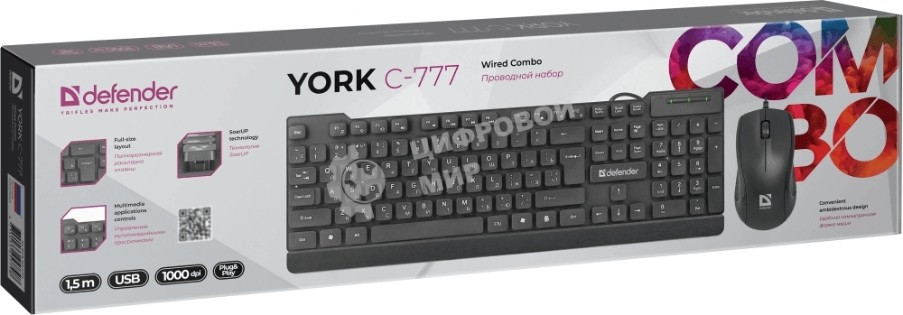 Комплект клавиатура + мышка Defender YORK C-777 RU