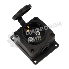 Розетка (колодка) Rexant влагозащищенная с крышкой 1 гнездо COMPACT, с/3, 16А, IP54, каучук, черный