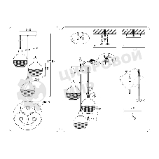 Светильник Ambrella light TR8505/3 BK/CP черный/медь E27/3 max 60W D410*1000