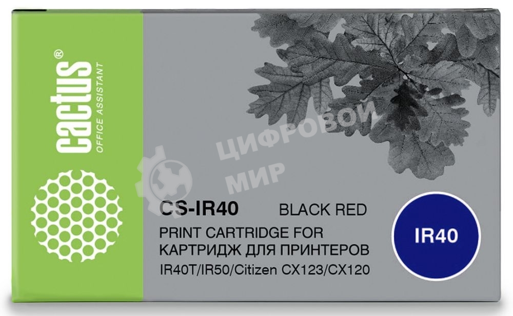 Картридж матричный Cactus CS-IR40 черный/красный (300 000 знаков) для Citizen IR40T/IR50/Citizen CX123/CX120