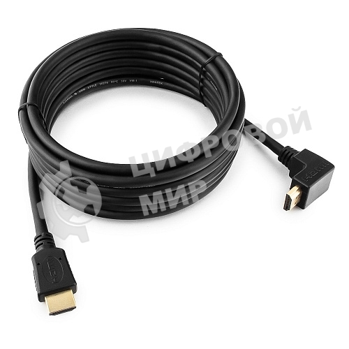 Кабель Cablexpert HDMI CC-HDMI490-15, 19M/19M, v2.0, медь, позол.разъемы, экран, угловой, 4.5м, черный, пакет