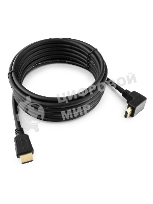 Кабель Cablexpert HDMI CC-HDMI490-15, 19M/19M, v2.0, медь, позол.разъемы, экран, угловой, 4.5м, черный, пакет