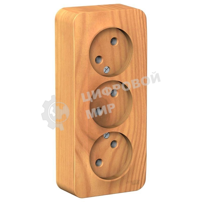 Розетка 3-ая б/з без шторок 16А, 250В, изолир. пластина SE Blanca наруж Ясень