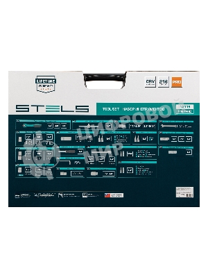 Набор инструментов STELS 141151/4'' 3/8'' 1/2'' cr-v s2 усиленный кейс 216 предм.