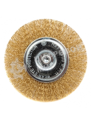 Щетка Matrix для дрели 100 мм, плоская со шпилькой, латунированная витая проволока