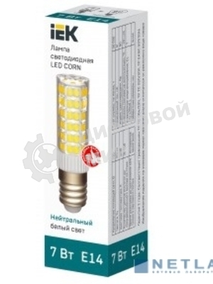 Лампа светодиодная IEK LLE-CORN-7-230-40-E14 CORN 7Вт капсула 4000К E14 230В керамика