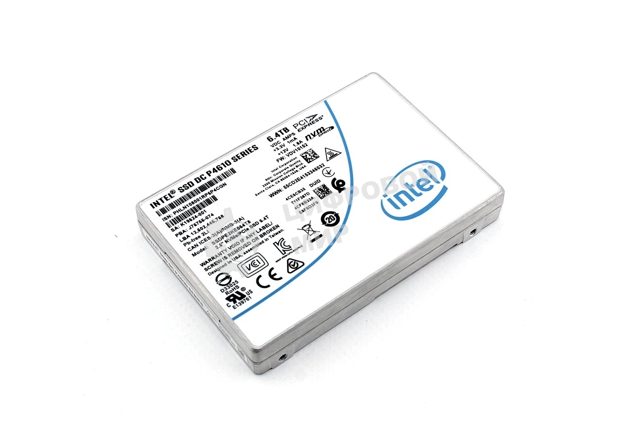 Накопитель SSD Intel DC P4610 Series, 6400Gb, U.2, PCIe, NVMe, R/W 3200/3200