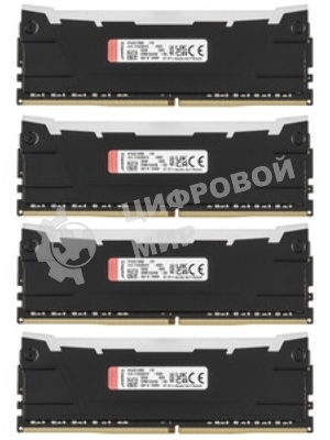 Оперативная память Kingston Fury Renegade, DDR4, 128GB (4x32GB), 3200MHz, CL16, DIMM, радиатор, черный